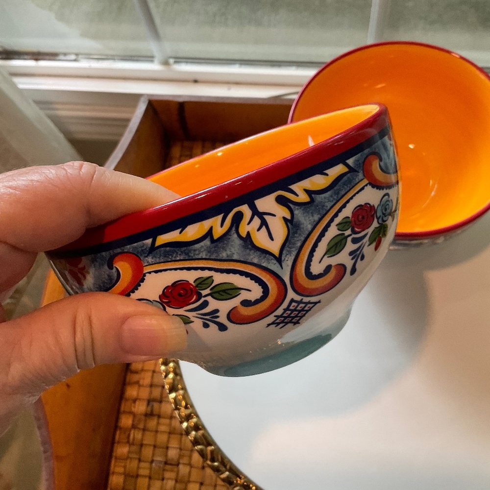 Euro Ceramica Zanzibar Collection Multicolored Set of 2 Bowls